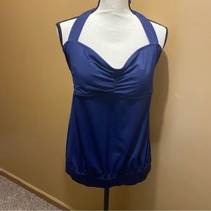 Islander navy blue tankini bathing suit top sz 18